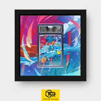 Hydropi MEP 057 als Extended Art Display im Echtholzrahmen mit UV-Schutz-Case und magnetischer Wandhalterung von TCGplate.