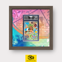 Igamaro MEP 058 als Extended Art Display im Echtholzrahmen mit UV-Schutz-Case und magnetischer Wandhalterung von TCGplate.