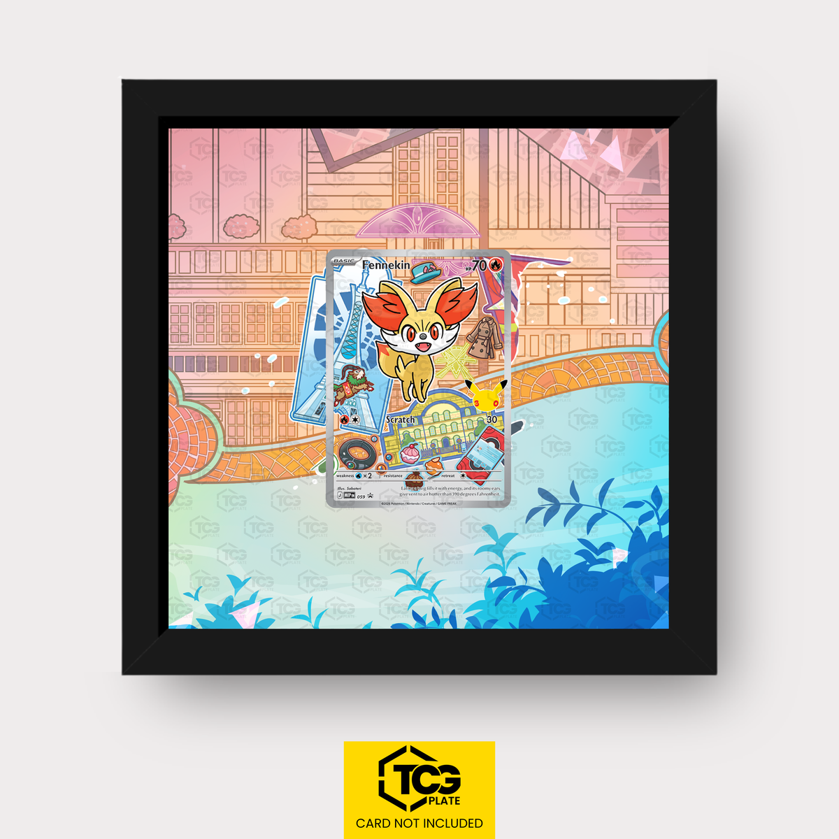 Fynx MEP 059 als Extended Art Display im Echtholzrahmen mit UV-Schutz-Case und magnetischer Wandhalterung von TCGplate.