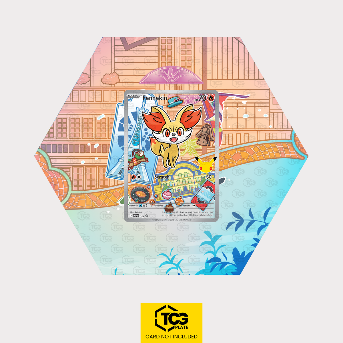 Fynx MEP 059 als sechseckiges Extended Art Hex Shapes Display mit UV-Schutz-Case und magnetischer Wandhalterung von TCGplate.