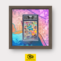 Froxy MEP 060 als Extended Art Display im Echtholzrahmen mit UV-Schutz-Case und magnetischer Wandhalterung von TCGplate.
