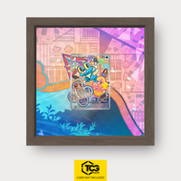Froxy MEP 060 als Extended Art Display im Echtholzrahmen mit UV-Schutz-Case und magnetischer Wandhalterung von TCGplate.