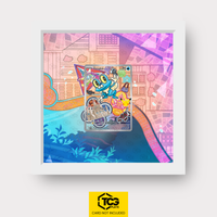 Froxy MEP 060 als Extended Art Display im Echtholzrahmen mit UV-Schutz-Case und magnetischer Wandhalterung von TCGplate.