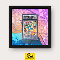 Froxy MEP 060 als Extended Art Display im Echtholzrahmen mit UV-Schutz-Case und magnetischer Wandhalterung von TCGplate.