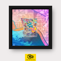 Froxy MEP 060 als Extended Art Display im Echtholzrahmen mit UV-Schutz-Case und magnetischer Wandhalterung von TCGplate.