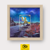Zeraora MEP 103 Frames® in Life Oak with UV-protective case and magnetic wall mount by TCGplate.