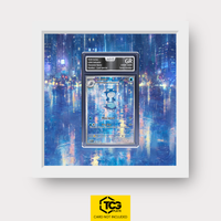Poliwhirl MEW 176 as an Extended Art display in a real wood frame with UV-protective case and magnetic wall mount by TCGplate.