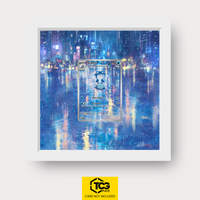 Poliwhirl MEW 176 as an Extended Art display in a real wood frame with UV-protective case and magnetic wall mount by TCGplate.