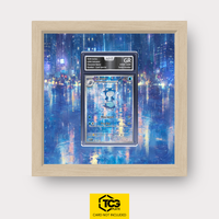 Poliwhirl MEW 176 as an Extended Art display in a real wood frame with UV-protective case and magnetic wall mount by TCGplate.