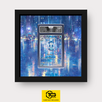 Poliwhirl MEW 176 as an Extended Art display in a real wood frame with UV-protective case and magnetic wall mount by TCGplate.
