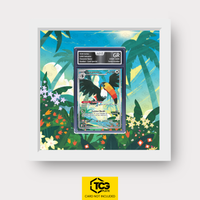 Tukanon Pokémon TCG Karte im TCGplate Extended Art Display zum Sammeln und Ausstellen.