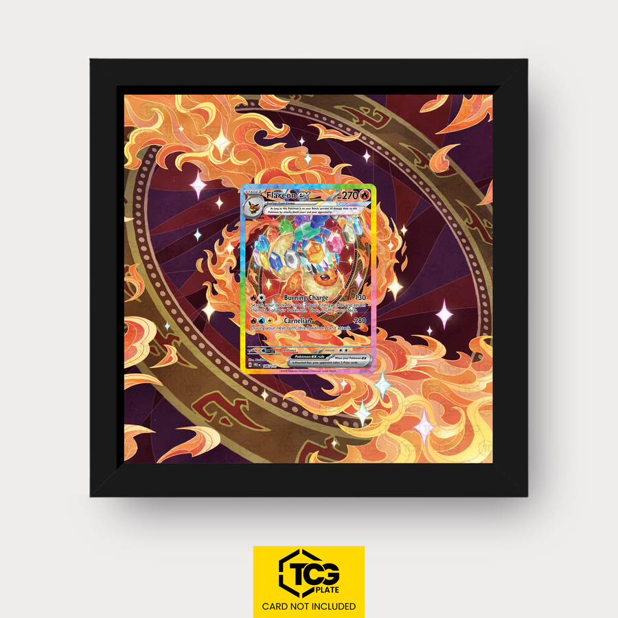 Flamara ex Pokémon TCG card in TCGplate Extended Art Display for collectors to showcase trading cards.