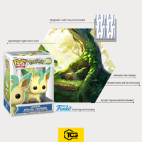 Lieferumfang des Hex Shapes® Pflanze: Display, Acryl-Sockel, magnetische Wandhalterung und die originalverpackte Folipurba-Figur.