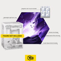 Package contents of the Hex Shapes® Psychic: display, acrylic stand and magnetic wall mount – a collectible figure is not included.