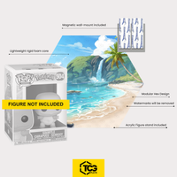 What's in the box of the Hex Shapes® Water: display, acrylic stand and magnetic wall mount. A collectible figure is not included.