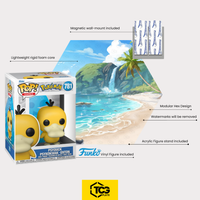 What's in the box of the Hex Shapes® Water: display, acrylic stand, magnetic wall mount and the Psyduck figure in its original box.