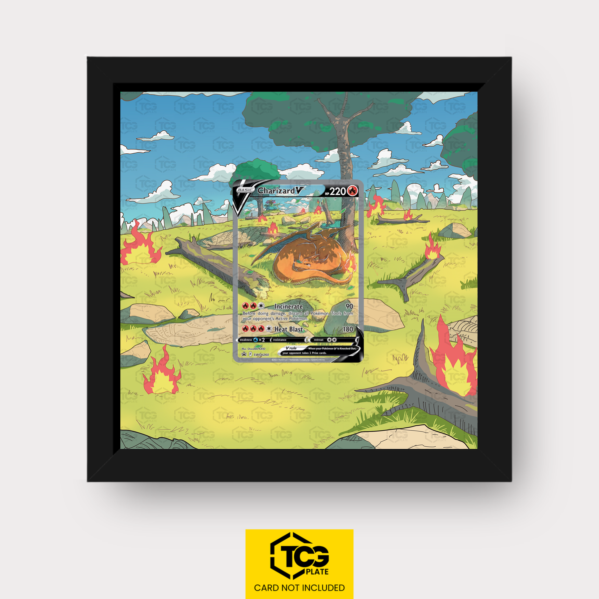 Glurak Pokémon TCG Karte im TCGplate Extended Art Display zum Sammeln und Ausstellen.