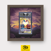 Latias & Latios GX TEU 170 als Extended Art Display im Echtholzrahmen mit UV-Schutz-Case und magnetischer Wandhalterung von TCGplate.