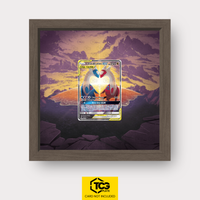 Latias & Latios GX TEU 170 als Extended Art Display im Echtholzrahmen mit UV-Schutz-Case und magnetischer Wandhalterung von TCGplate.