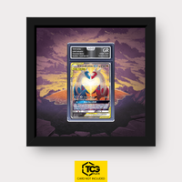 Latias & Latios GX TEU 170 als Extended Art Display im Echtholzrahmen mit UV-Schutz-Case und magnetischer Wandhalterung von TCGplate.