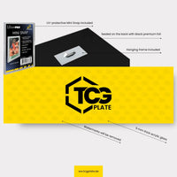 TCGplate Extended Art Display with 5mm acrylic glass, includes UV-protective Mini Snap and hanging frame for collector card showcase