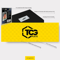 TCGplate Extended Art Display with 5mm acrylic glass, includes UV-protective Mini Snap and hanging frame for collector card showcase