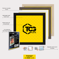 TCGplate Extended Art Display für Pokémon TCG Karten mit Echtholzrahmen, magnetischer Wandhalterung und UV-Schutz Mini Snap.