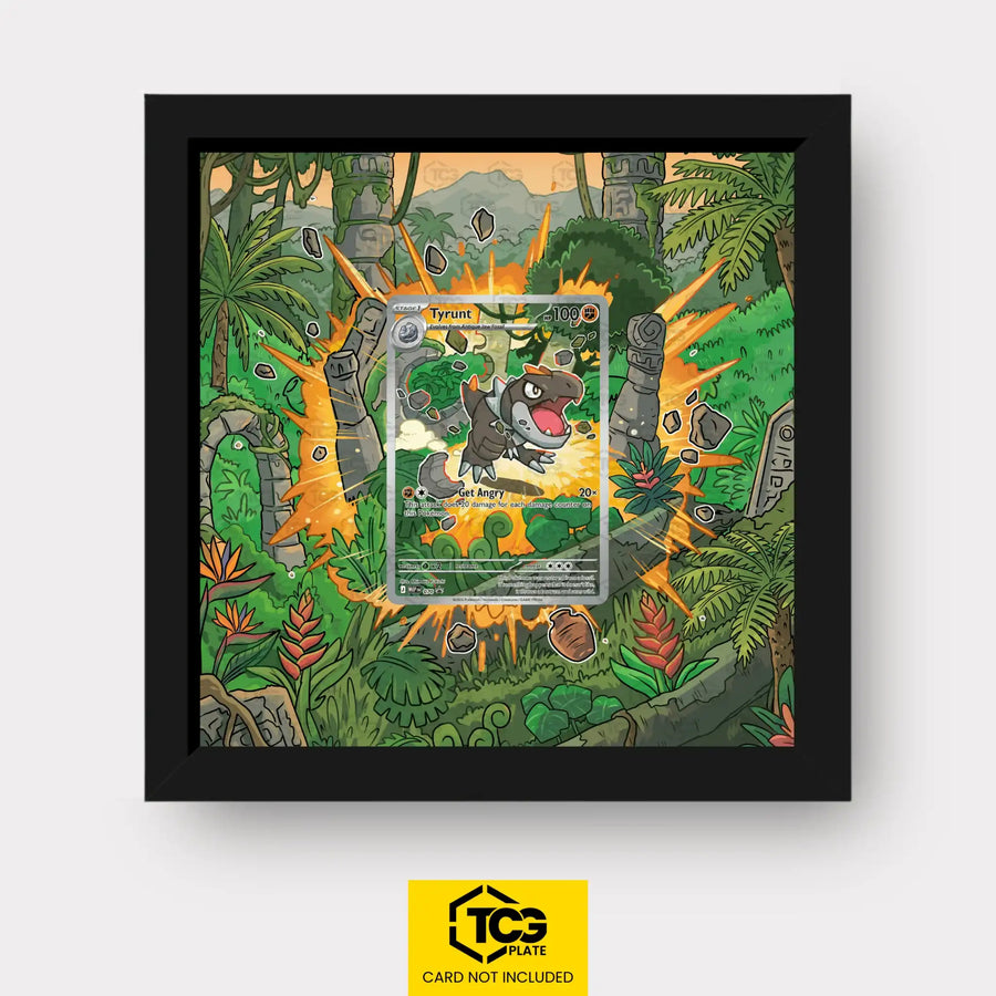 Tyrunt Pokémon TCG card displayed in a TCGplate Extended Art Display for collectors to showcase trading cards.