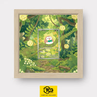 Rowlet Pokémon TCG card displayed in a TCGplate Extended Art Display, designed for collectors to showcase trading cards.