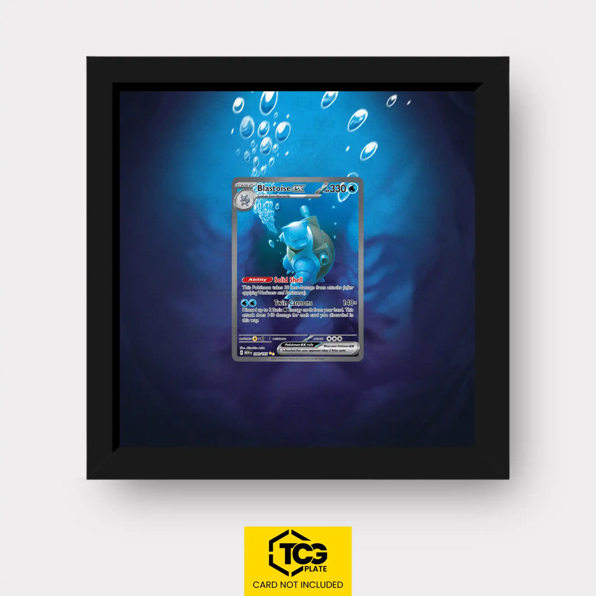 Blastoise EX Pokémon TCG card in TCGplate Extended Art Display for collectors to showcase.