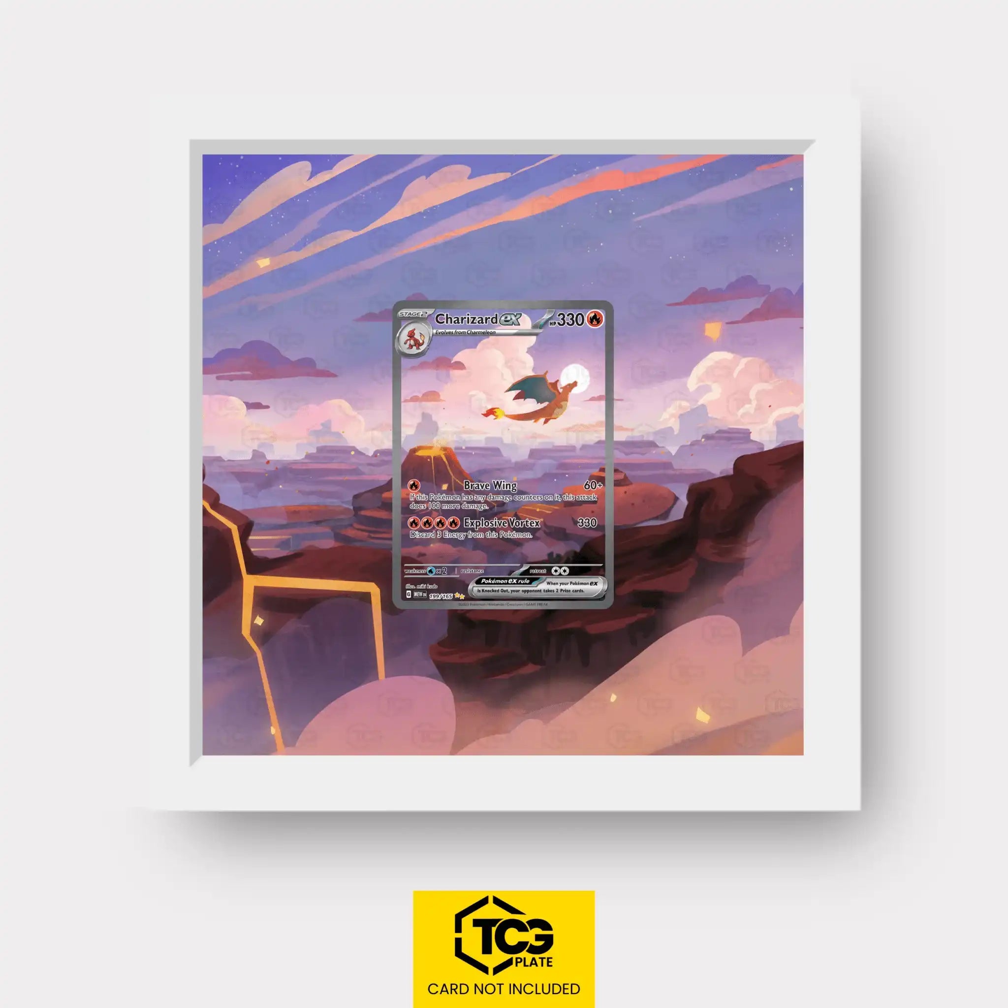 Charizard EX Pokémon TCG card in TCGplate Extended Art Display for collectors to showcase trading cards.