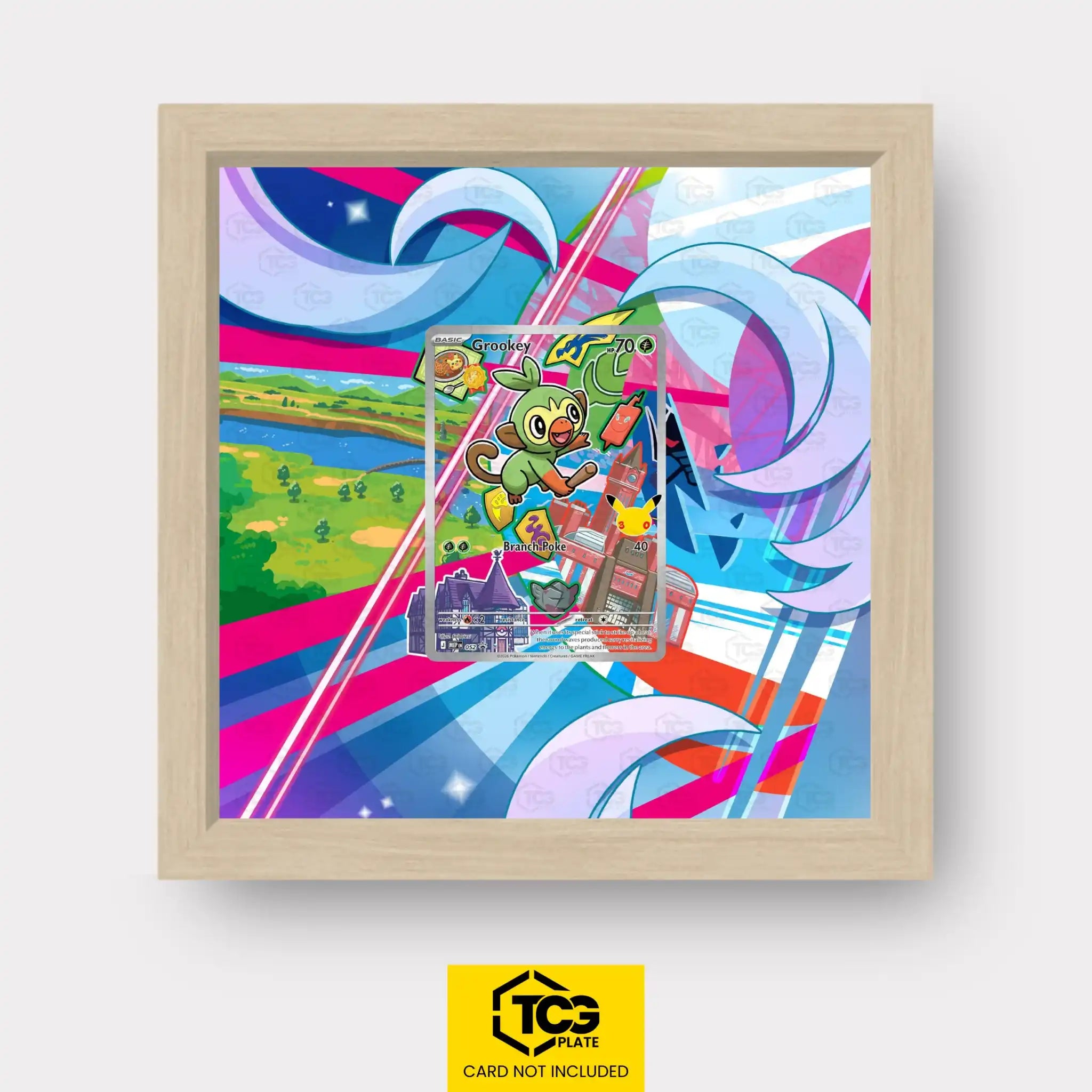 Grookey Pokémon TCG card in TCGplate Extended Art Display for collectors to showcase trading cards.