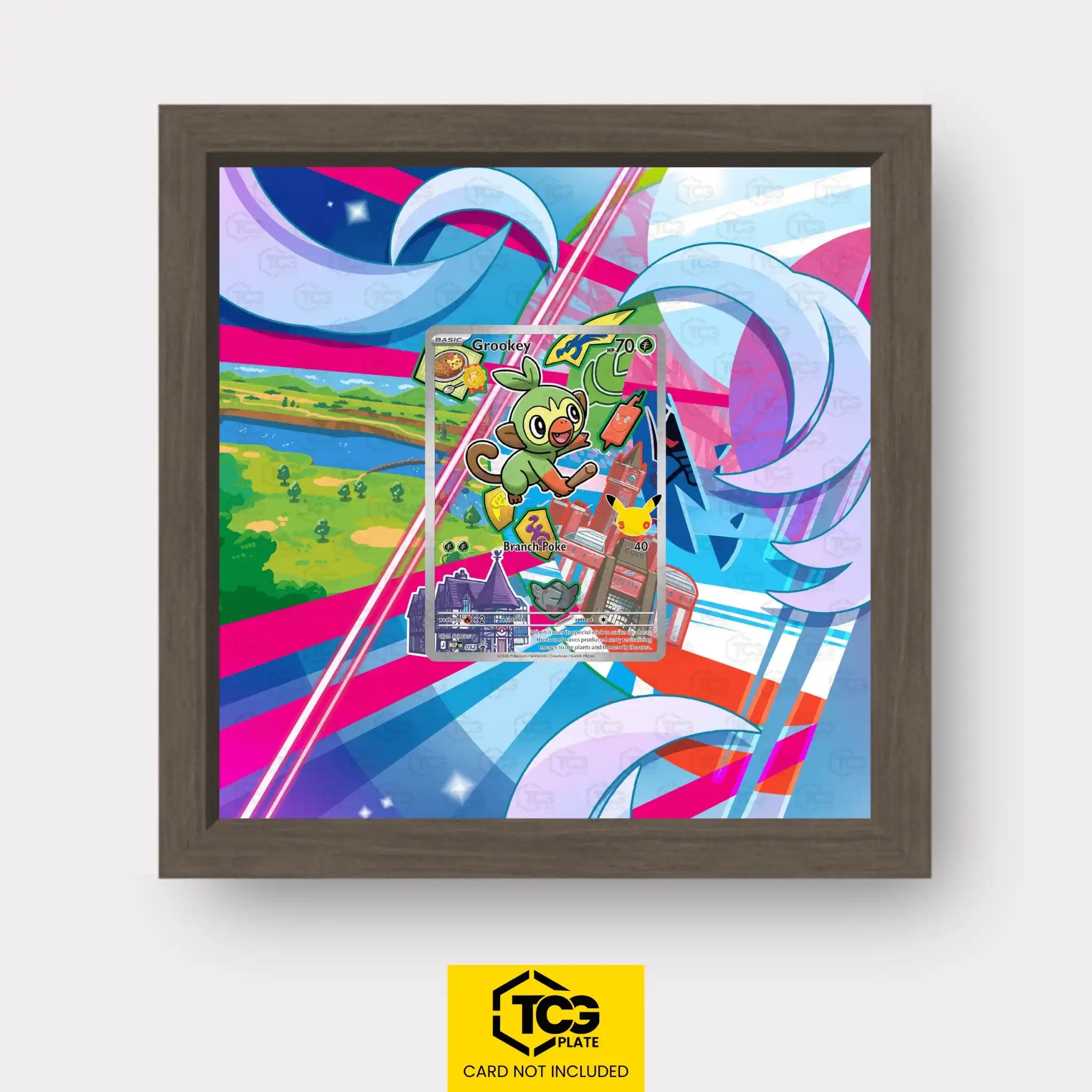 Grookey Pokémon TCG card in TCGplate Extended Art Display for collectors to showcase trading cards.