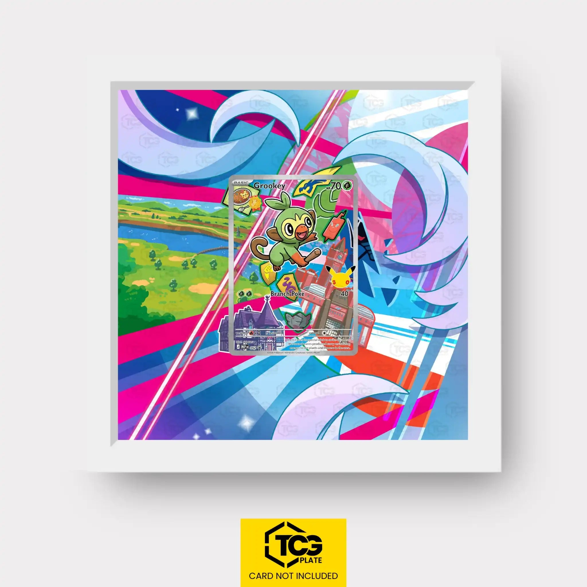 Grookey Pokémon TCG card in TCGplate Extended Art Display for collectors to showcase trading cards.