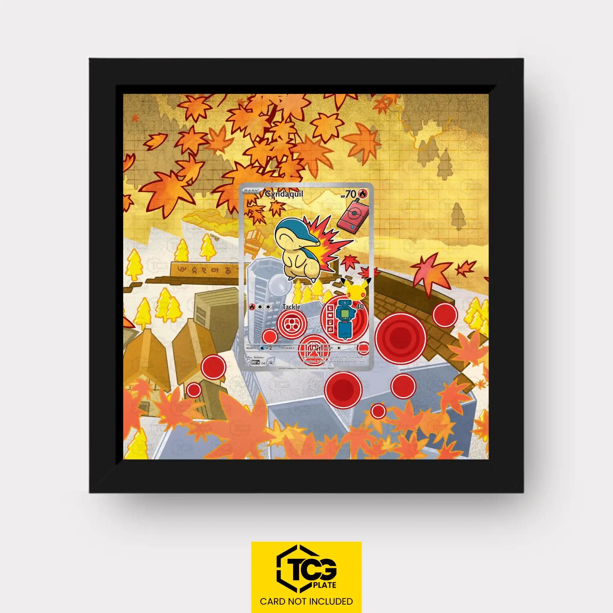Cyndaquil Pokémon TCG card in TCGplate Extended Art Display for collectors to showcase trading cards.