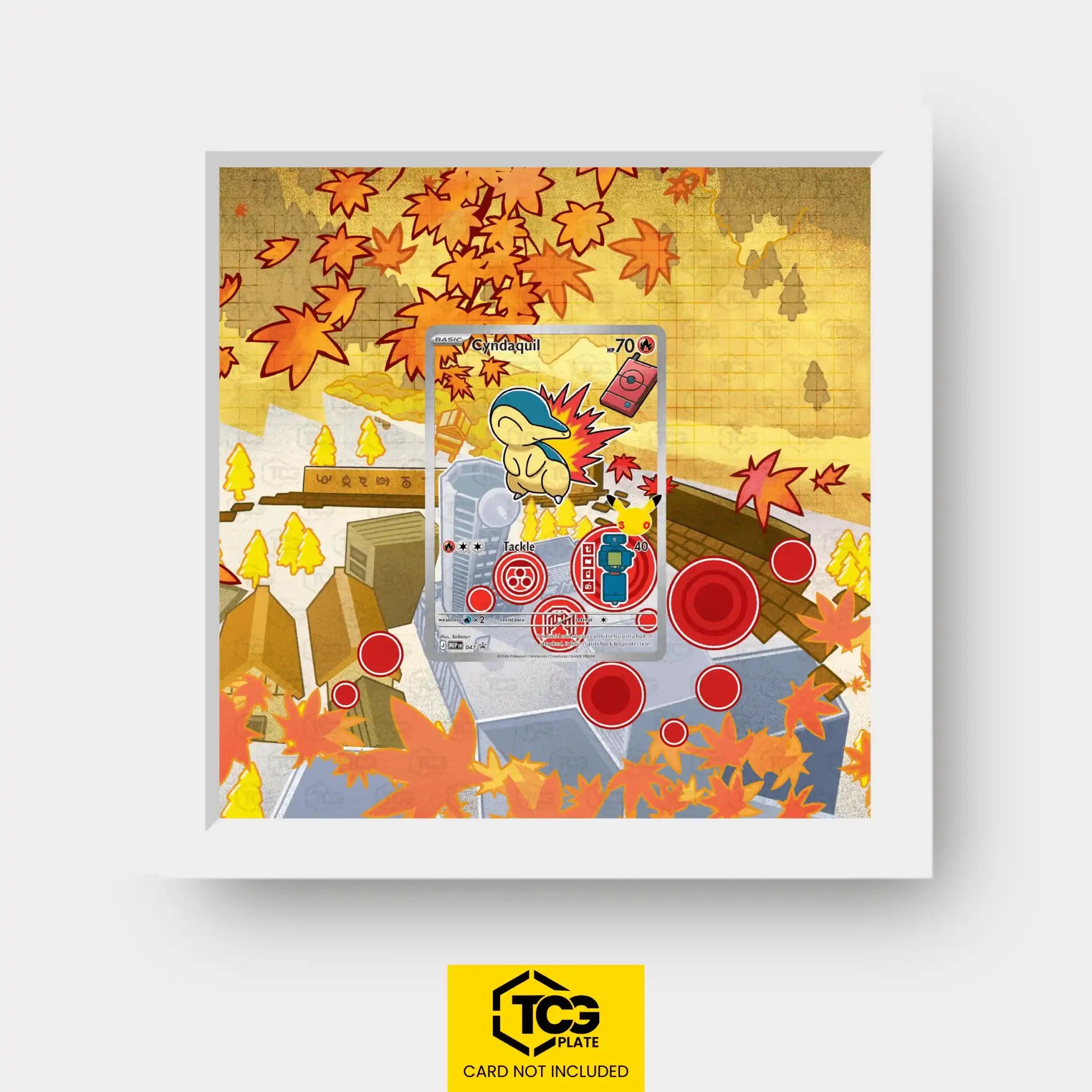 Cyndaquil Pokémon TCG card in TCGplate Extended Art Display for collectors to showcase trading cards.