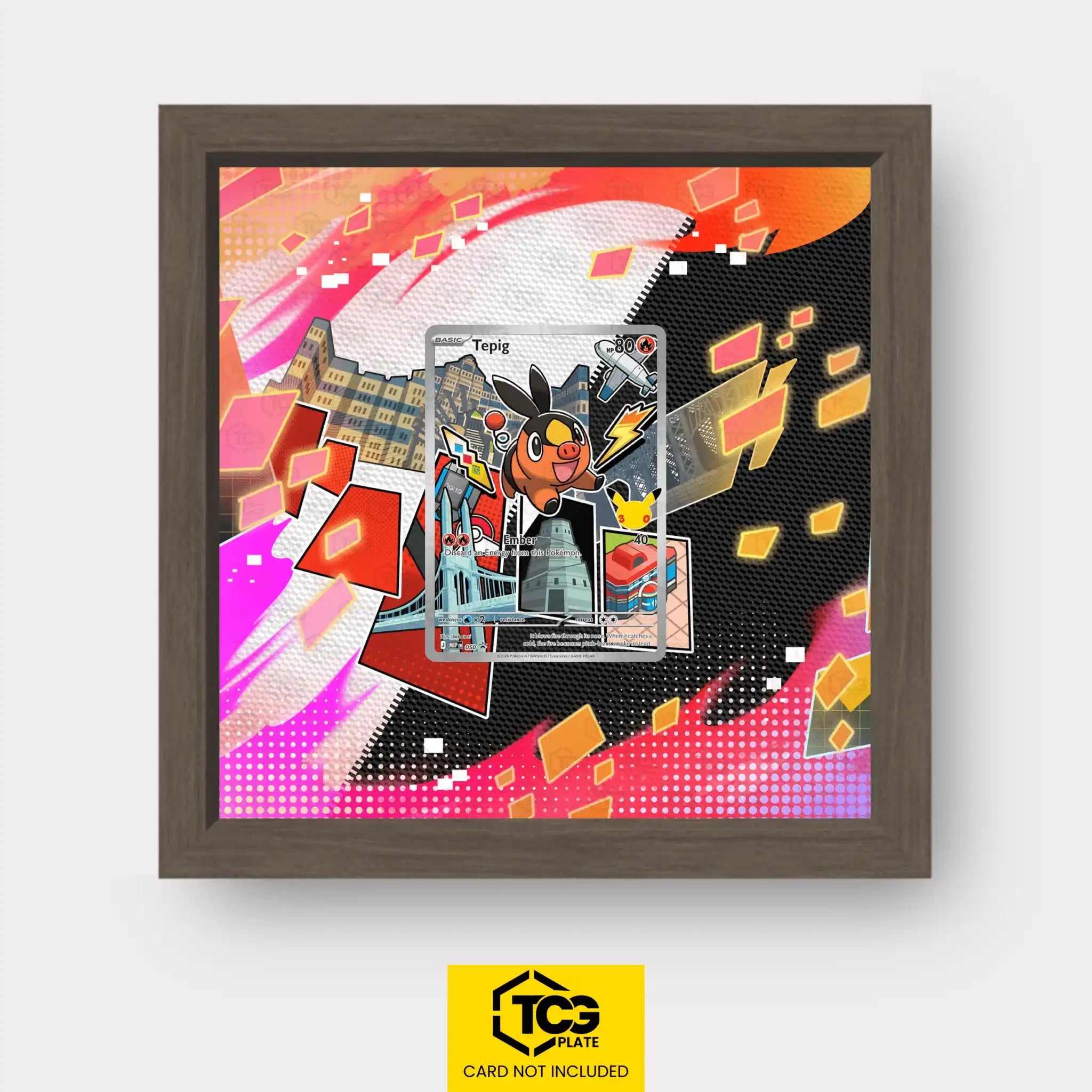 Tepig Pokémon TCG card in TCGplate Extended Art Display for collectors to showcase trading cards.