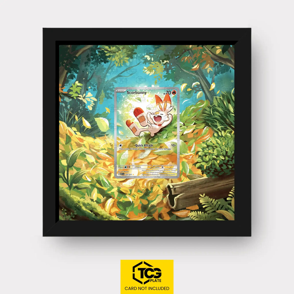 Scorbunny Pokémon TCG card in TCGplate Extended Art Display for collectors to showcase trading cards.
