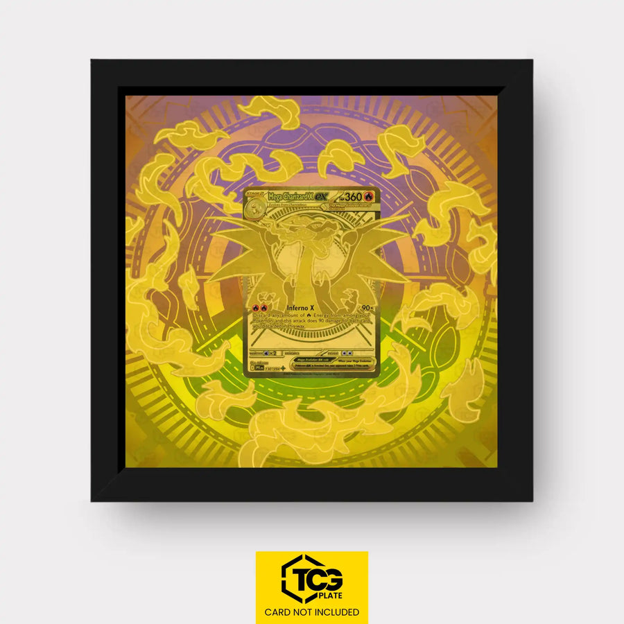 Mega Charizard X ex Pokémon TCG card in TCGplate Extended Art Display for collector showcase