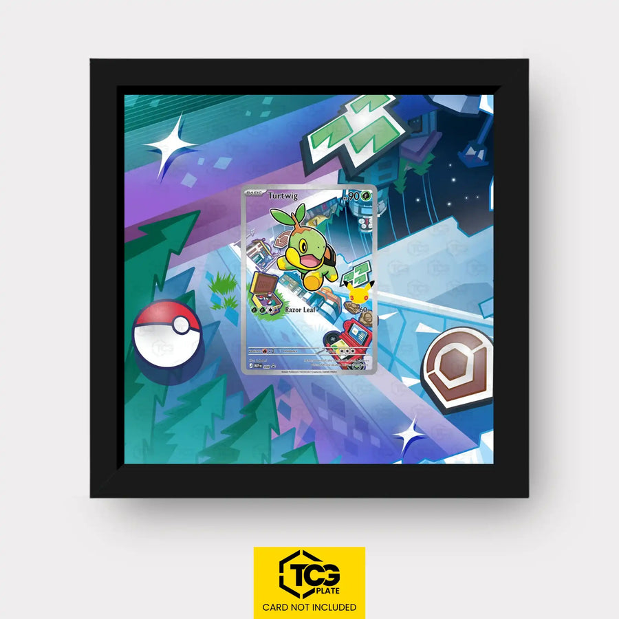 Turtwig Pokémon TCG card in TCGplate Extended Art Display for collectors to showcase trading cards.