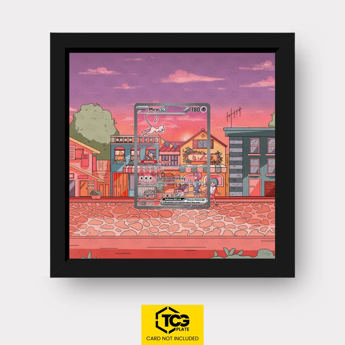 Mew ex Pokémon TCG card in TCGplate Extended Art Display for collectors to showcase trading cards.