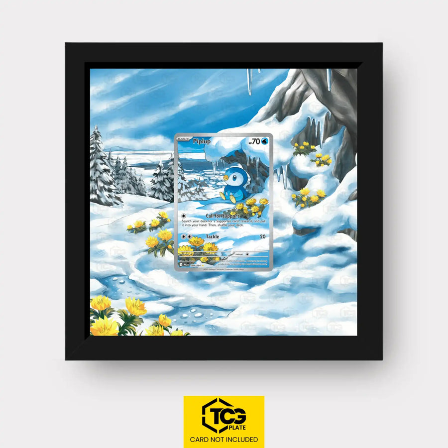 Piplup Pokémon TCG card displayed in a TCGplate Extended Art Display for collectors to showcase.