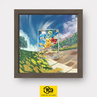 Pikachu Pokémon TCG card displayed in a TCGplate Extended Art Display for collectors to showcase trading cards.