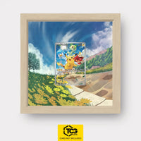 Pikachu Pokémon TCG card displayed in a TCGplate Extended Art Display for collectors to showcase trading cards.