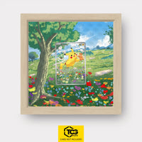 Pikachu Pokémon TCG card displayed in a TCGplate Extended Art Display for collectors to showcase.