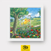 Pikachu Pokémon TCG card displayed in a TCGplate Extended Art Display for collectors to showcase.
