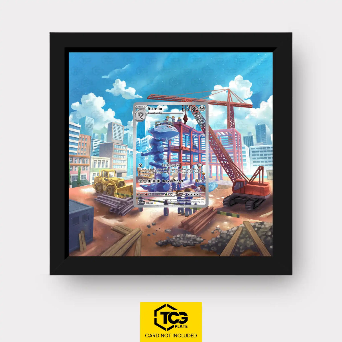 Steelix Pokémon TCG card displayed in a TCGplate Extended Art Display for collectors to showcase trading cards.