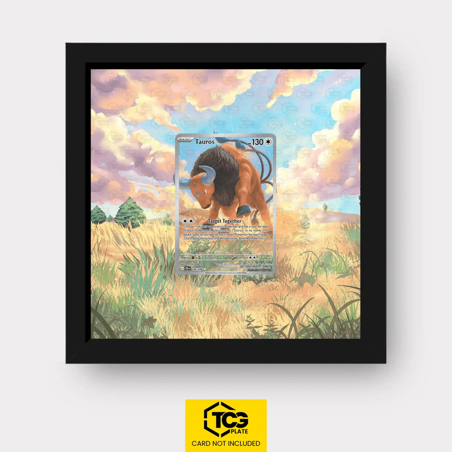 Tauros Pokémon TCG card in TCGplate Extended Art Display for collectors to showcase trading cards.