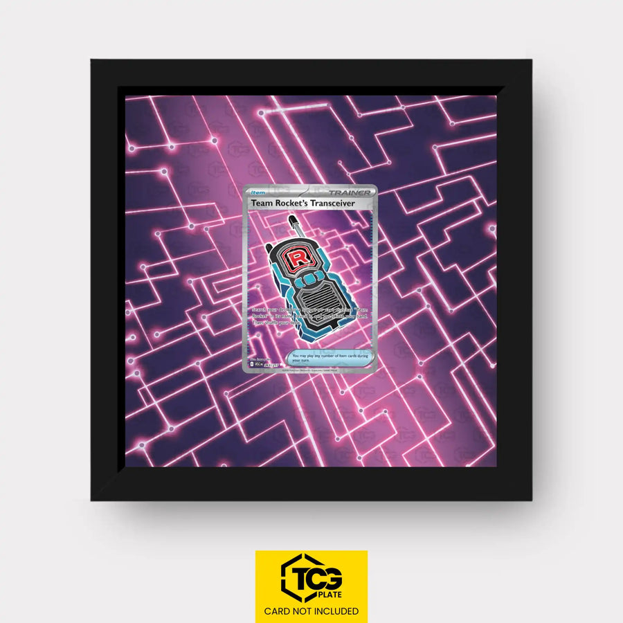 Team Rocket's Transceiver Pokémon TCG card in TCGplate Extended Art Display for collectors.