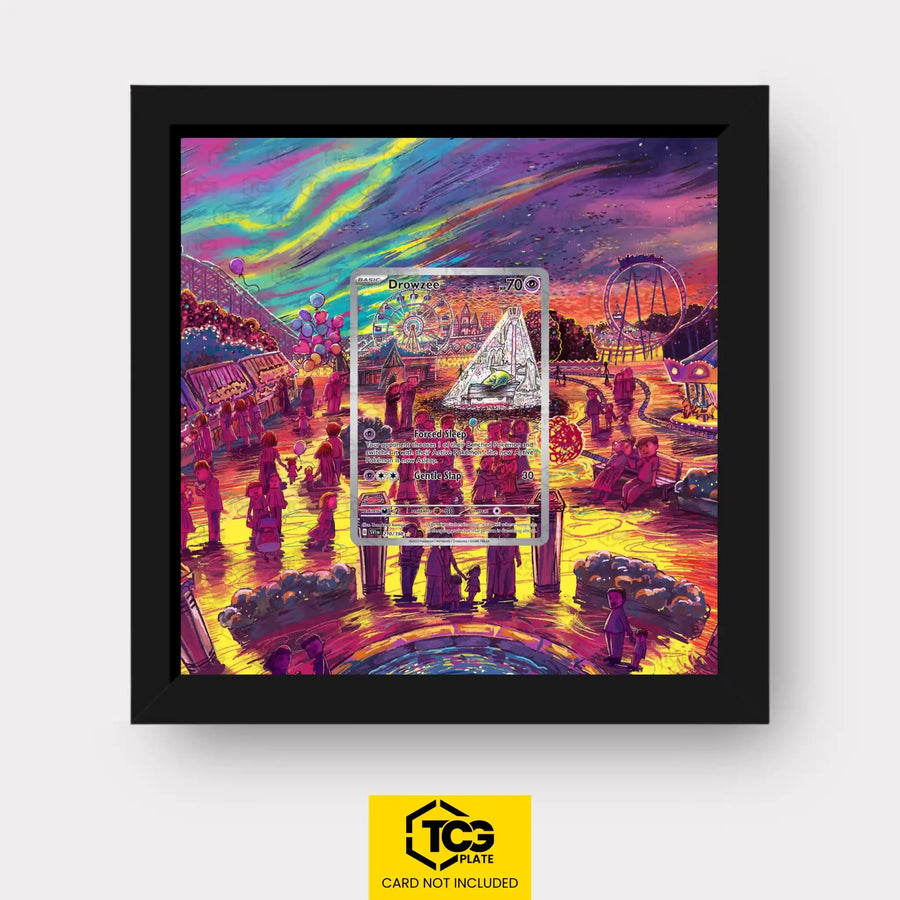 Drowzee Pokémon TCG card displayed in a TCGplate Extended Art Display, designed for collectors to showcase trading cards.